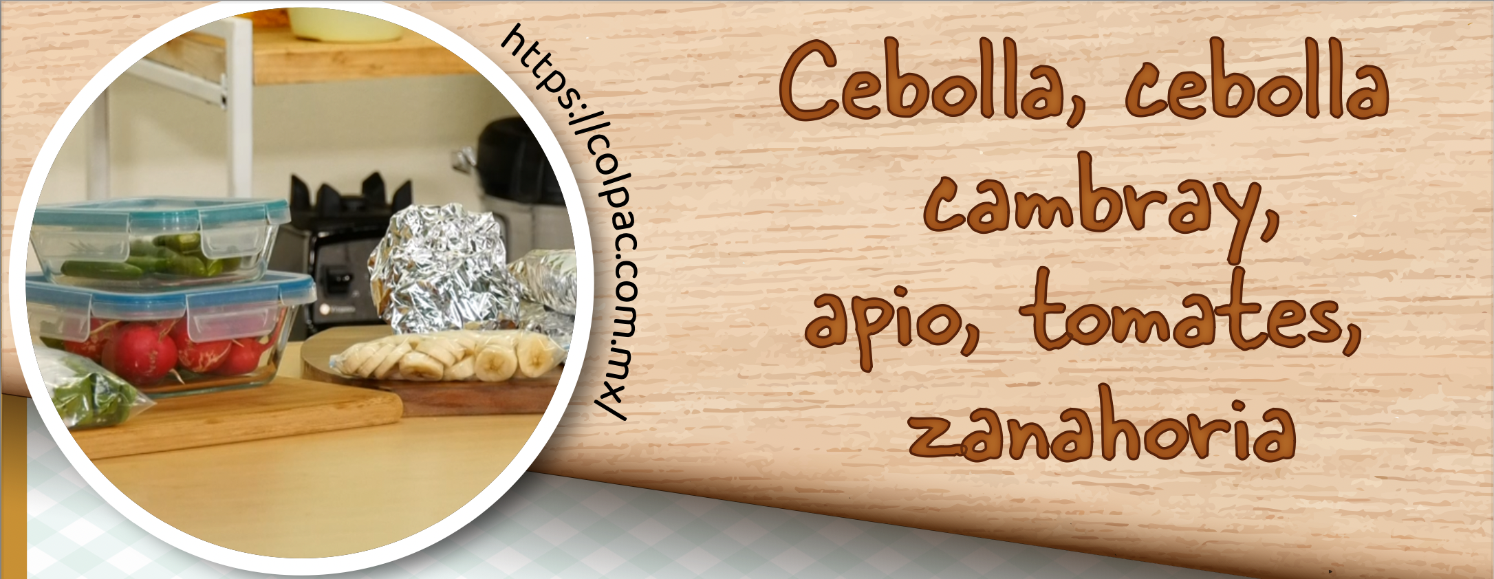 Cebolla, cebolla cambray, apio, tomate, zanahoria